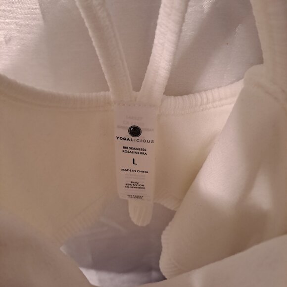 YOGALICIOUS RIB BRA SIZE L WHITE - Picture 3 of 4